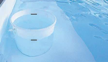 Comparaison du niveau d’eau du seau et de la piscine